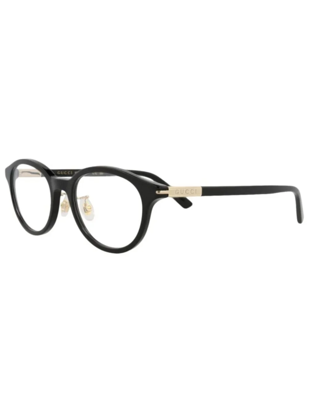 New Gucci Women's Eyeglasses Round Oval Recycled Acetate Frame Mens Black Black